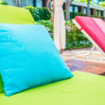 Pillow on chair around swimming pool in hotel resort